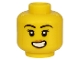 Part No: 3626cpb2537  Name: Minifigure, Head Female Black Eyebrows, Eyelashes, Medium Nougat Lips, Scared Open Mouth with Teeth Pattern - Hollow Stud