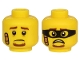 Part No: 3626cpb2538  Name: Minifigure, Head Dual Sided Brown Eyebrows and Goatee, Bandage,  Sad / Scared Face with Black Mask Pattern - Hollow Stud