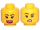 Part No: 3626cpb2568  Name: Minifigure, Head Dual Sided Female Black Eyebrows, Medium Nougat Freckles, Dark Pink Lips, Open Mouth Smile / Disgusted Pattern - Hollow Stud