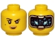 Part No: 3626cpb2572  Name: Minifigure, Head Dual Sided Female Black Eyebrows, Beauty Mark, Smile / HUD with Black Screen, Medium Azure Highlights Pattern - Hollow Stud