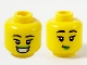Part No: 3626cpb2604  Name: Minifigure, Head Dual Sided Female, Black Eyebrows, Bright Green Lips, Large Smile / Eating Pattern - Hollow Stud