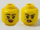 Part No: 3626cpb2605  Name: Minifigure, Head Dual Sided Female, Black Eyebrows and Beauty Mark on Right Cheek, Red Lips and Chipped Tooth, Smile / Sneer Pattern - Hollow Stud