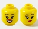 Part No: 3626cpb2607  Name: Minifigure, Head Dual Sided Female, Black Eyebrows, Red Lips, Large Smile Showing Teeth / Small Lopsided Grin Pattern - Hollow Stud