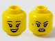 Part No: 3626cpb2609  Name: Minifigure, Head Dual Sided Female, Black Eyebrows, Peach Lips, Smile Showing Teeth / Open Mouth with Sweat Drop Pattern - Hollow Stud