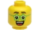 Part No: 3626cpb2612  Name: Minifigure, Head Black Eyebrows, Green Glasses Star Shaped, Large Open Mouth Smile with Teeth and Tongue Pattern - Hollow Stud
