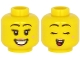 Lot ID: 347829433  Part No: 3626cpb2634  Name: Minifigure, Head Dual Sided Female Black Eyebrows, Metallic Pink Lips, Beauty Mark, Open Mouth Smile with Teeth / Closed Eyes Singing Pattern - Hollow Stud