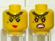 Part No: 3626cpb2645  Name: Minifigure, Head Dual Sided Gold Headband, Beauty Mark, and Red Lips / Angry Red Eyes and Open Mouth Grimace with White Teeth Pattern - Hollow Stud