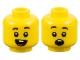 Part No: 3626cpb2648  Name: Minifigure, Head Dual Sided Child Black Eyebrows, Open Mouth Smile with Buck Teeth and Tongue / Surprised Pattern - Hollow Stud