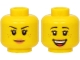 Part No: 3626cpb2662  Name: Minifigure, Head Dual Sided Female Black Eyebrows, Freckles, Eyelashes, Nougat Lips, Smile / Open Mouth Smile with Top Teeth and Tongue Pattern - Hollow Stud