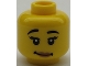 Lot ID: 237082749  Part No: 3626cpb2664  Name: Minifigure, Head Female Black Eyebrows Raised, Eyelashes, Medium Nougat Lips, Lopsided Grin with Dimples Pattern - Hollow Stud