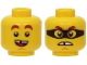 Lot ID: 377059055  Part No: 3626cpb2667  Name: Minifigure, Head Dual Sided Reddish Brown Thick Eyebrows, Chin Dimple, Open Mouth Smile with Tongue / Angry with Black Mask Pattern - Hollow Stud