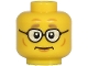 Part No: 3626cpb2697  Name: Minifigure, Head Thick Dark Tan Eyebrows, Glasses, Cheek Lines, Dimples, Neutral Pattern - Hollow Stud