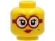 Part No: 3626cpb2725  Name: Minifigure, Head Female Dark Orange Eyebrows, Glasses Round with White Lenses and Dark Red Frames, Beauty Mark, Red Lips, Smile Pattern - Hollow Stud