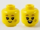 Part No: 3626cpb2747  Name: Minifigure, Head Dual Sided Child Reddish Brown Eyebrows, Dark Tan Scuff Mark, Grin / Open Mouth Smile with Top Teeth Pattern - Hollow Stud