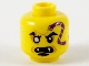 Part No: 3626cpb2749  Name: Minifigure, Head Dark Purple Snake Tattoo, Gold Right Eye, Open Mouth with Fangs, Black Soul Patch Pattern - Hollow Stud