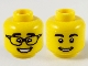 Part No: 3626cpb2753  Name: Minifigure, Head Dual Sided Black Eyebrows, Glasses with Raised Eyebrows / Smile Pattern - Hollow Stud