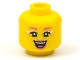 Part No: 3626cpb2780  Name: Minifigure, Head Female Dark Pink Eyebrows, Freckles, Lips, and Tongue, Light Aqua Eye Shadow, Open Mouth Smile Pattern - Hollow Stud