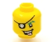 Part No: 3626cpb2784  Name: Minifigure, Head Black Eye Patch with Gold Skull, Dark Turquoise Eyebrow and Bright Pink Tongue Pattern - Hollow Stud