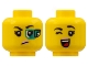 Part No: 3626cpb2789  Name: Minifigure, Head Dual Sided Female, Black Eyebrows, Pink Lips, Wink, Open Smile / Green Eyepiece, Determined Look Pattern - Hollow Stud