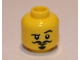 Part No: 3626cpb2792  Name: Minifigure, Head Black Eyebrows, Left Raised Eyebrow, White Pupils, Black Thin Curly Moustache Pattern - Hollow Stud (BAM)
