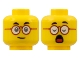 Part No: 3626cpb2857  Name: Minifigure, Head Dual Sided, Black Eyebrows, Dark Red Round Glasses, Neutral / Closed Eyes and Open Mouth with Red Tongue Pattern - Hollow Stud