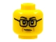 Part No: 3626cpb2887  Name: Minifigure, Head Black Eyebrows and Glasses, Medium Nougat Wrinkles Pattern - Hollow Stud