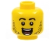 Part No: 3626cpb2898  Name: Minifigure, Head Black Eyebrows, Beard, Open Mouth Grin, White Teeth, Red Tongue Pattern - Hollow Stud