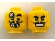 Part No: 3626cpb2900  Name: Minifigure, Head Dual Sided Black Eyebrows, Moustache, Open Mouth Grin, White Teeth / Bandage on Forehead Pattern - Hollow Stud