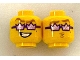 Part No: 3626cpb2902  Name: Minifigure, Head Dual Sided Gold Eyebrows, Dark Purple Crown Sunglasses, Open Mouth Grin / Puckered Lips Pattern - Hollow Stud