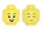 Part No: 3626cpb2913  Name: Minifigure, Head Dual Sided Child, Black Eyebrows, Nougat Freckles and Chin Dimple, Small Open Mouth Smile with Top Teeth / Sleeping Pattern - Hollow Stud