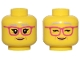 Lot ID: 290070683  Part No: 3626cpb2933  Name: Minifigure, Head Dual Sided Female Light Bluish Gray Eyebrows, Black Eyelashes, Magenta Glasses, Nougat Lips and Dimples, Grin, Open Eyes / Closed Eyes Pattern - Hollow Stud