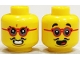 Lot ID: 296045791  Part No: 3626cpb2955  Name: Minifigure, Head Dual Sided, Black Eyebrows, Red Glasses, Thin Moustache, Surprised Open Mouth / Clenched Teeth Pattern - Hollow Stud