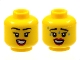Part No: 3626cpb2958  Name: Minifigure, Head Dual Sided Female Black Eyebrows, Red Lips, Smile with Teeth / Worried with Sweat Pattern - Hollow Stud
