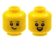 Part No: 3626cpb2960  Name: Minifigure, Head Dual Sided Child Reddish Brown Eyebrows, Bright Light Orange Circles on Cheeks, Lopsided Grin / Open Mouth Smile with Top Teeth and Red Tongue Pattern - Hollow Stud