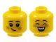 Part No: 3626cpb2962  Name: Minifigure, Head Dual Sided Child Female Black Eyebrows, Eyelashes, Bright Light Orange Lips and Circles on Cheeks, Medium Nougat Freckles, Lopsided Grin / Closed Eyes and Open Mouth Smile with Top Teeth, Braces, and Red Tongue Pattern - Hollow Stud