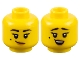 Part No: 3626cpb2963  Name: Minifigure, Head Dual Sided Female Black Eyebrows and Beauty Mark, Medium Nougat Lips, Lopsided Grin / Surprised Pattern - Hollow Stud