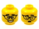 Part No: 3626cpb2971  Name: Minifigure, Head Dual Sided, Black Eyebrows, Glasses with Raised Eyebrows / Asleep with Glasses Crooked Pattern - Hollow Stud