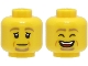 Part No: 3626cpb3002  Name: Minifigure, Head Dual Sided Dark Tan Eyebrows and Goatee, Nougat Cheek Lines, Neutral / Laughing with Open Mouth and Closed Eyes Pattern - Hollow Stud