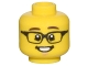 Lot ID: 333069076  Part No: 3626cpb3027  Name: Minifigure, Head Dark Brown Eyebrows, Black Rectangular Glasses, Open Mouth Smile, White Teeth, Chin Dimple Pattern - Hollow Stud