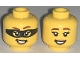 Part No: 3626cpb3036  Name: Minifigure, Head Dual Sided Female Reddish Brown Eyebrows, Nougat Lips, Open Mouth Smile with Teeth, Black Mask / No Mask Pattern - Hollow Stud
