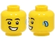 Part No: 3626cpb3081  Name: Minifigure, Head Black Eyebrows, Open Mouth Smile with Teeth, Hearing Aid Pattern - Hollow Stud
