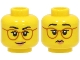 Part No: 3626cpb3082  Name: Minifigure, Head Dual Sided Female, Black Eyebrows, Dark Orange Glasses, Peach Lips, Smile / Frown Pattern - Hollow Stud