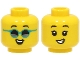 Part No: 3626cpb3083  Name: Minifigure, Head Dual Sided Child, Black Eyebrows, Open Mouth Smile with Teeth, with / without Dark Turquoise Glasses Pattern - Hollow Stud