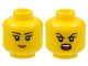 Part No: 3626cpb3085  Name: Minifigure, Head Dual Sided Female, Black Eyebrows, Peach Nougat Lips, Grin / Roaring Pattern - Hollow Stud
