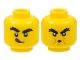 Part No: 3626cpb3088  Name: Minifigure, Head Dual Sided, Black Bushy Eyebrows, Licking Lips / Blowing House Down Pattern - Hollow Stud