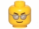 Part No: 3626cpb3103  Name: Minifigure, Head Glasses with Silver Sunglasses, Black Eyebrows Wavy, Thin Grin Pattern - Hollow Stud