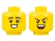 Lot ID: 284794591  Part No: 3626cpb3176  Name: Minifigure, Head Dual Sided Black Eyebrows, Smile with Teeth / Angry with Teeth and Tongue Pattern - Hollow Stud