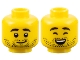 Part No: 3626cpb3181  Name: Minifigure, Head Dual Sided Black Eyebrows and Stubble, Grin / Closed Eyes, Open Mouth Smile with Top Teeth Pattern - Hollow Stud