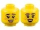 Part No: 3626cpb3182  Name: Minifigure, Head Dual Sided Female Black Eyebrows, Eyelashes, Dark Orange Freckles, Medium Nougat Lips, Open Mouth Smile with Teeth / Top Teeth Pattern - Hollow Stud