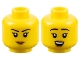 Part No: 3626cpb3185  Name: Minifigure, Head Dual Sided Female Black Eyebrows, Medium Nougat Lips, Neutral / Open Mouth Smile with Top Teeth Pattern - Hollow Stud